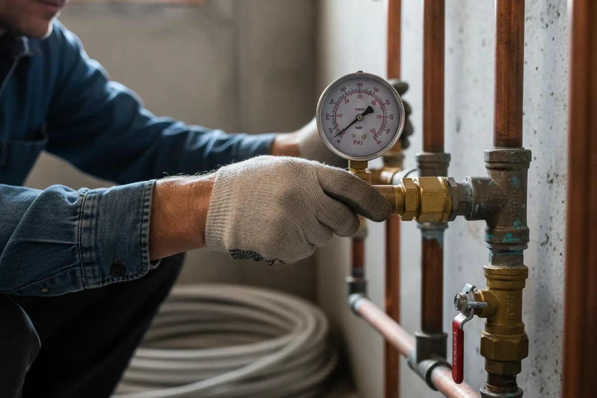 Pressure testing a repaired line during Water Line Repair in Apollo